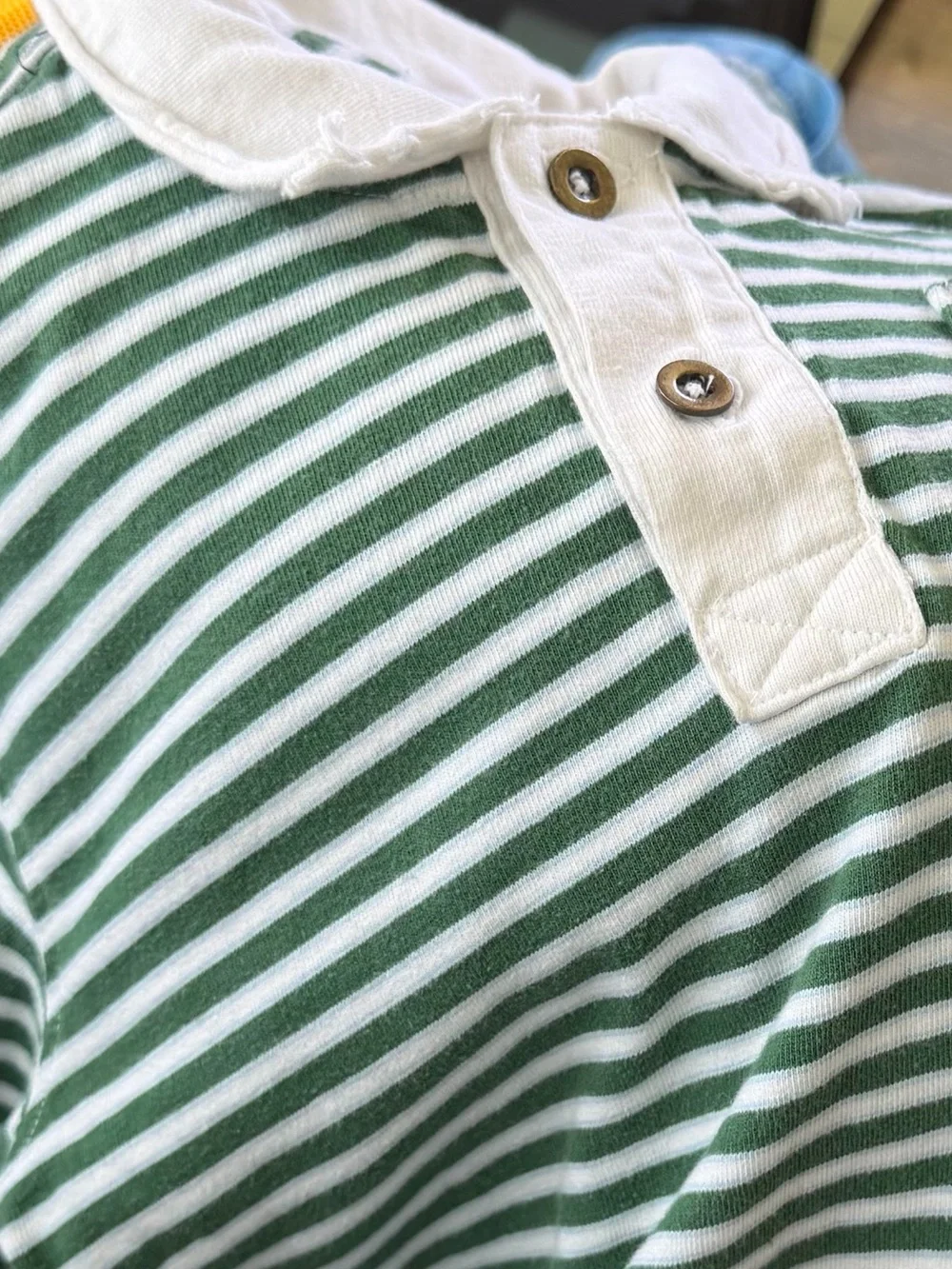 Y2K Old Navy Youth Short Sleeve Green & White Striped Polo Tee Size Small